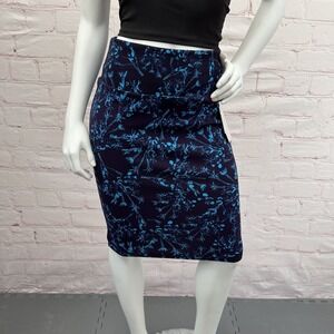 LuLaRoe Cassie Navy Blue Floral  Print Pencil Skirt Size S
